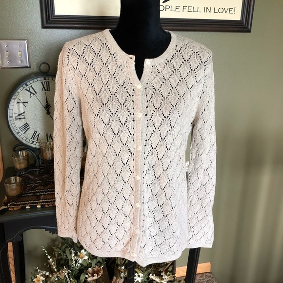 Talbots Sweaters - Talbots Irish Linen Blend Cardigan Size Small